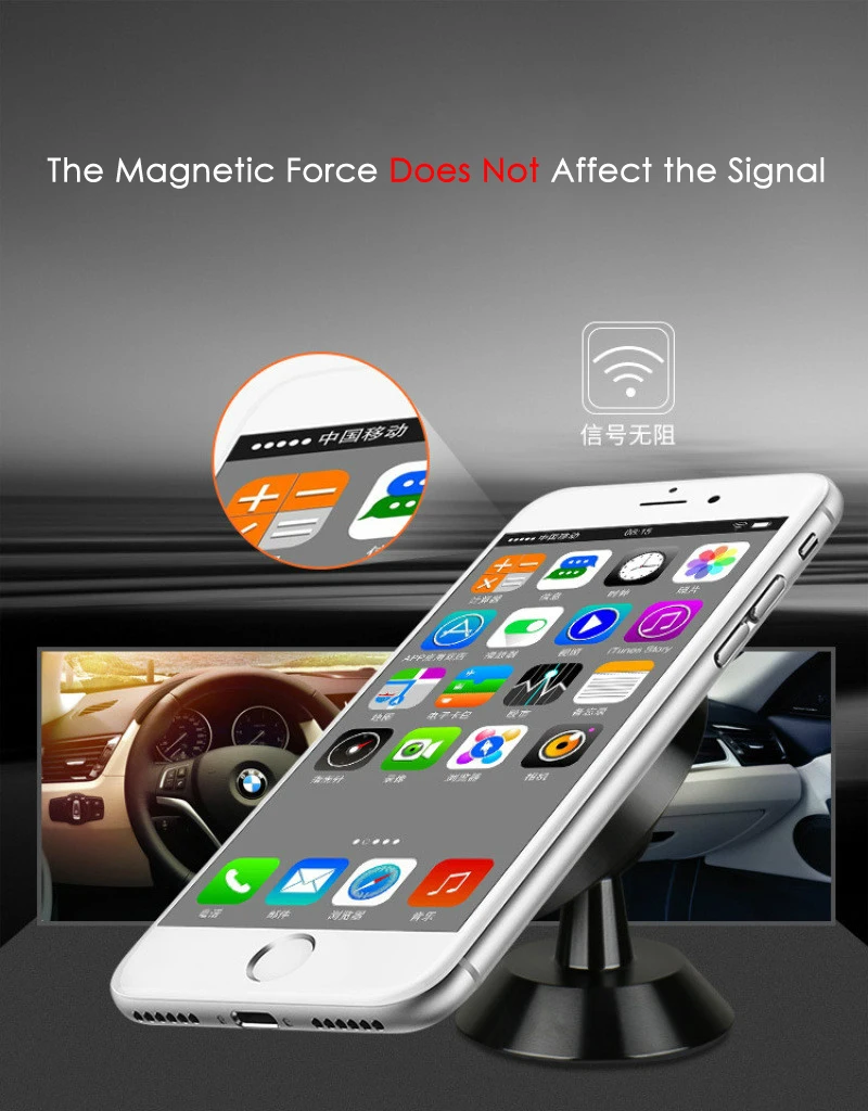 Voppton Magnetic Car Mount Universal Phone Holder 360 Degree Rotation GPS Stand Car Mobile Phone Holder For iPhone For Samsung (6)