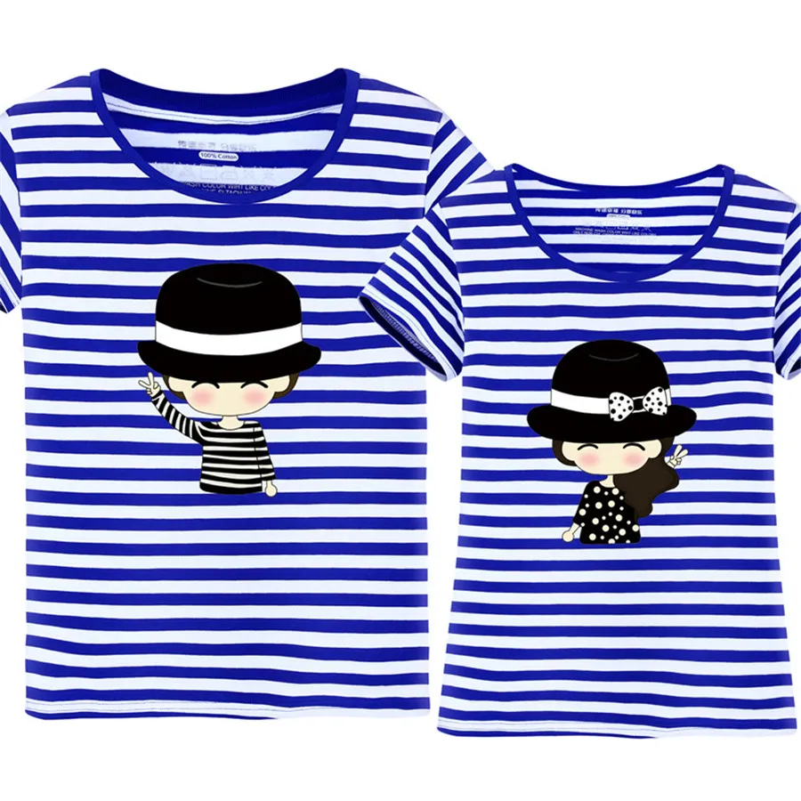 Summer Korean Fashion Matching Couple Clothes Cute Cartoon Sweet Tops Short Sleeve Couple T Shirts For Lovers Tee Shirt Femme Summer Korean Fashion Matching Couple Clothes Cute Cartoon Sweet Tops Short Sleeve Couple T Shirts For Lovers Tee Shirt Femme
