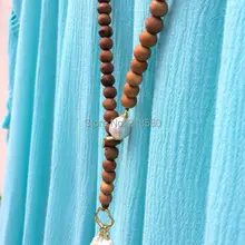M510236070 Lariat Цепочки и ожерелья барочный пресноводный жемчуг ожерелье из деревянных бусин