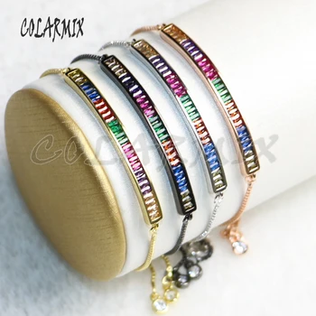 

8Pcs Colorful zircon Copper Crystal Charms Double hoops Rainbow color Crystal pendant jewelry charms for bracelet making 5302