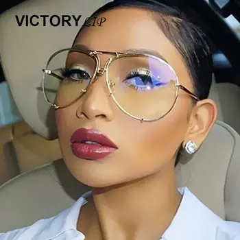 

VictoryLip Oversized Sunglasses Men Women Brand Designer Shades Sun Glasses UV400 Male Female Transparent aviation Eyeglasses