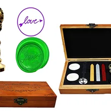 Пользовательские Винтаж любовь Воск уплотнительное штамп Роскошные латунь павлин металлической ручкой Щупы для мангала плавления ложка деревянной подарочной коробке комплект