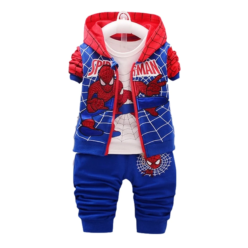 

2018 New Style Baby Kids Clothing 3pcs Suit/Set Children Spiderman Long Sleeves T-Shirt+Patchwork Pants Sets Free Shipping 6M-4T