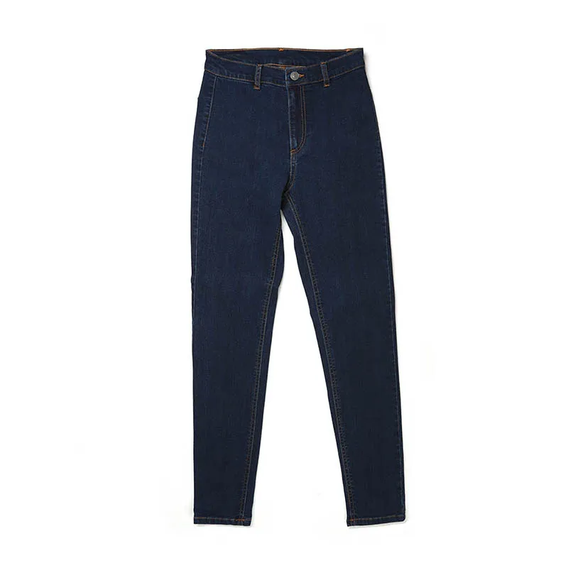 Осень зима женские джинсовые узкие брюки стрейч Высокая талия Промытые Синие тонкие эластичные женские джинсы - Цвет: Dark Blue