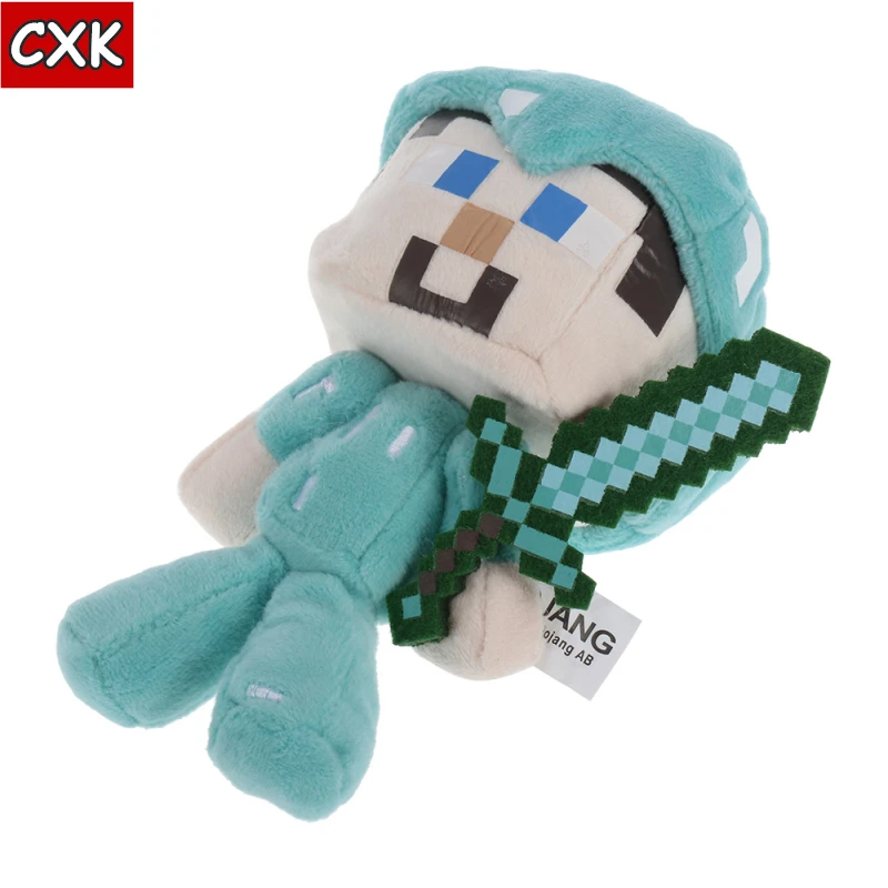 

18cm Minecraftered Diamond Steve Plush Toys Steve With Diamond Sword Plush Toy Doll Soft Stuffed Toys for Kids Children Gifts