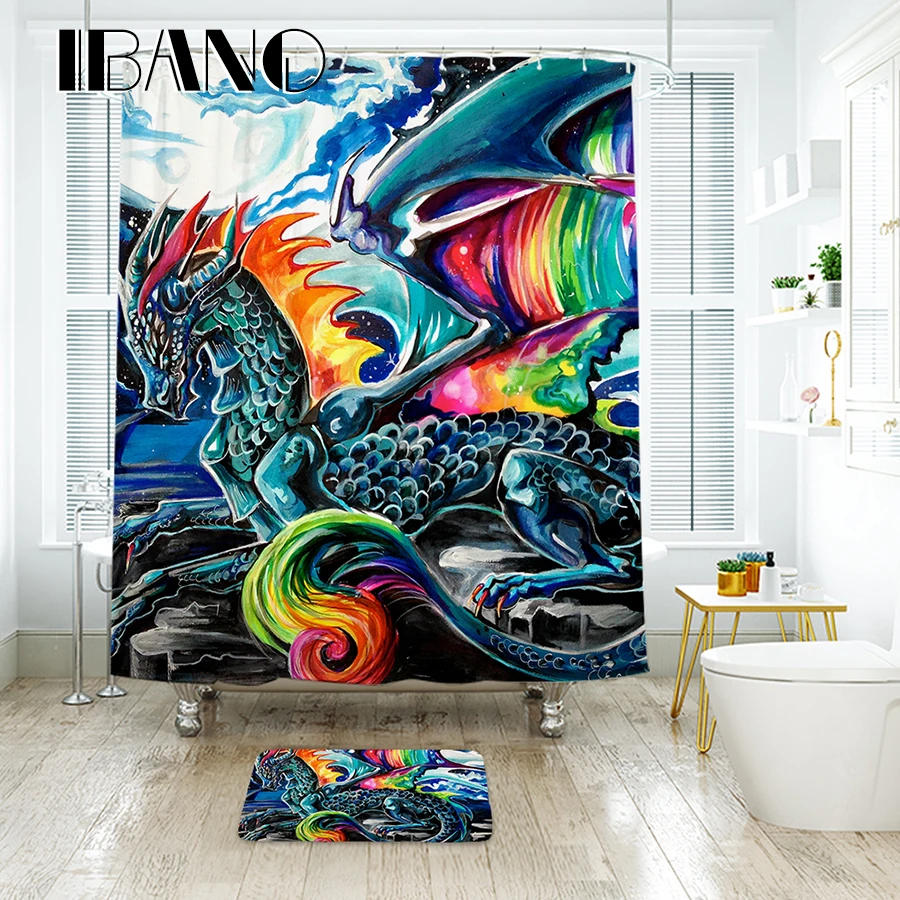 

IBANO Cartoon Shower Curtain Waterproof Polyester Fabric Bath Curtain For The Bathroom Decoration With 12pcs Plastic Hooks
