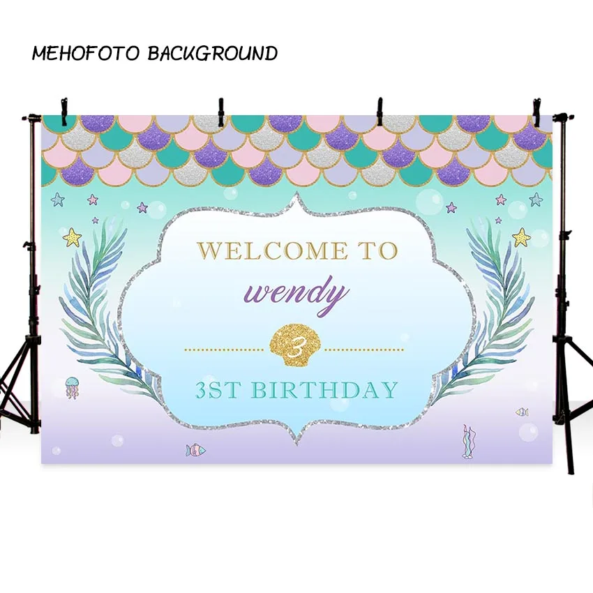 Cut Price Mermaid Shell Backdrop Wedding Photo Background Birthday