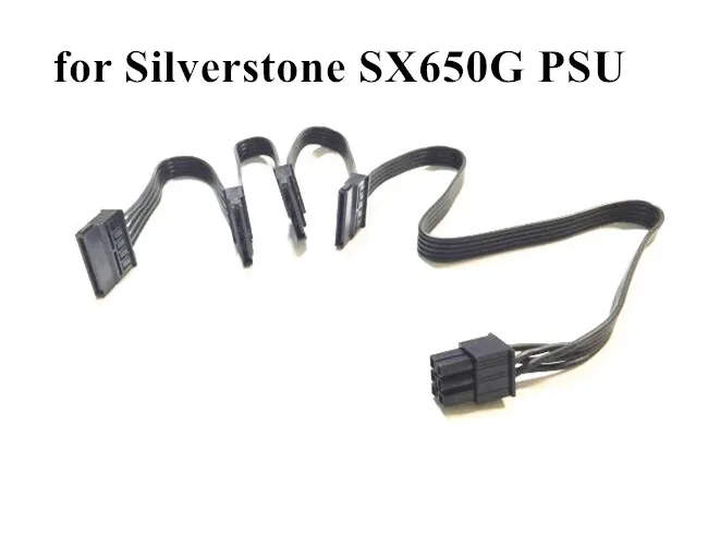 new PCI-E 6 Pin male 1 to 4 SATA 15-Pin Modular Power Supply Adapter Cable for Silverstone SX650G PSU |