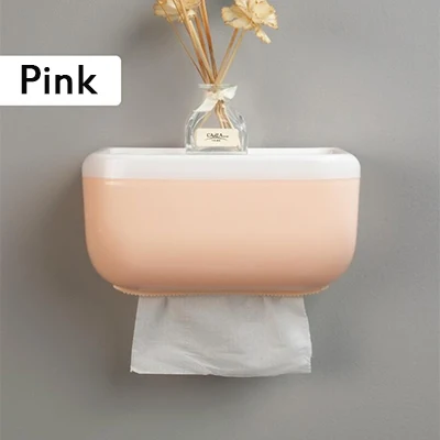 1X настенный диспенсер для салфеток для ванной комнаты, держатель для салфеток, коробка для салфеток, бумажный лоток в рулоне, водонепроницаемый держатель для туалетной бумаги 310gE - Цвет: Pink
