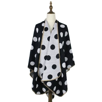 poncho feminino inverno wraps and capes women polka dots cashmere wool scarf shawls 450g open reversible wrap shawls tippet by health 450g