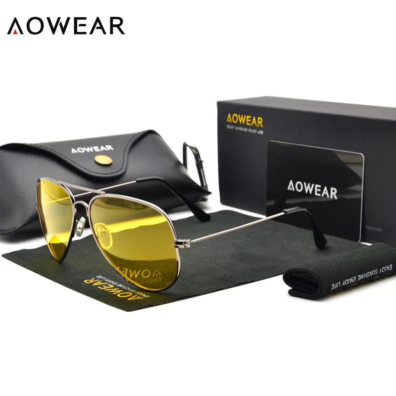 AOWEAR бренд 3025 очки ночного видения очки для вождения поляризованные авиационные желтые солнцезащитные очки мужские очки ночного видения