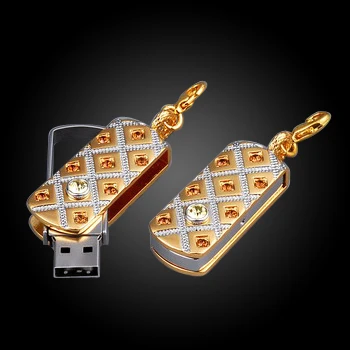 

Golden Crystal Pendrive Jewelry Usb Flash Drive 32gb 16gb 8gb Fine Gifts Usb Memory Stick stick beautiful Disk on key