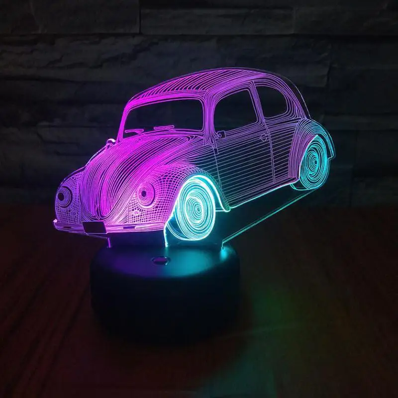 Автомобильный светодиодный 3d ночник креативная красочная сенсорная зарядка