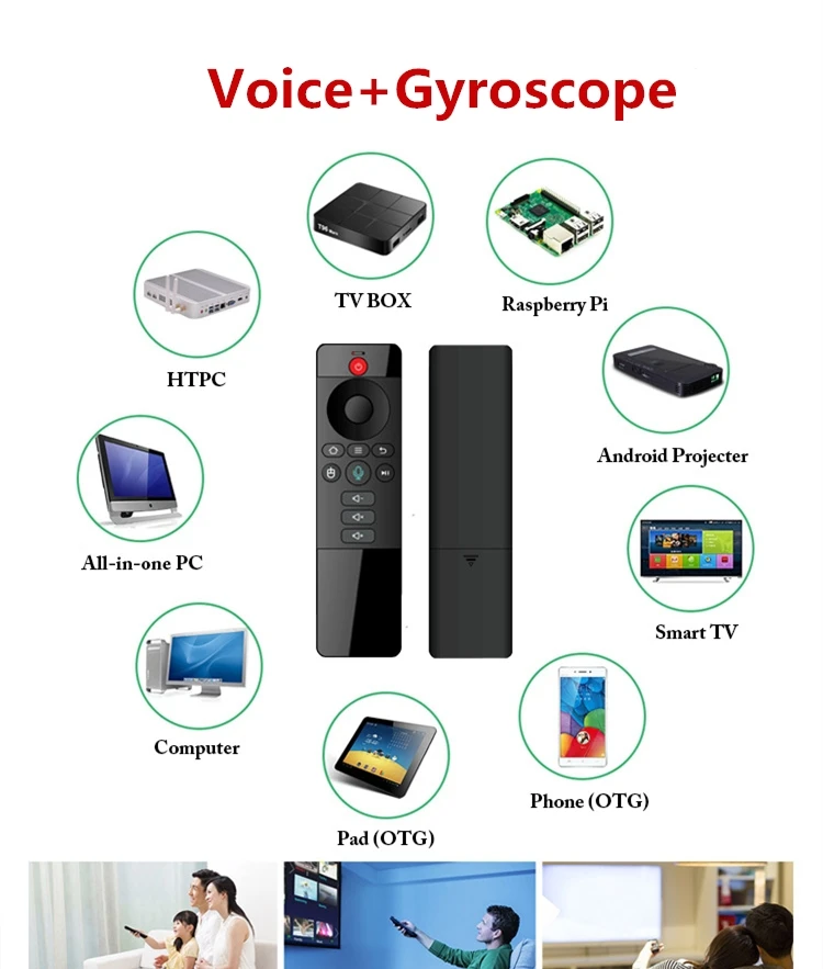 

2.4G Wireless Voice Remote Control Gyroscope USB IR Microphone Air Mouse Airmouse for Google TV Box Smart TV PC Pad