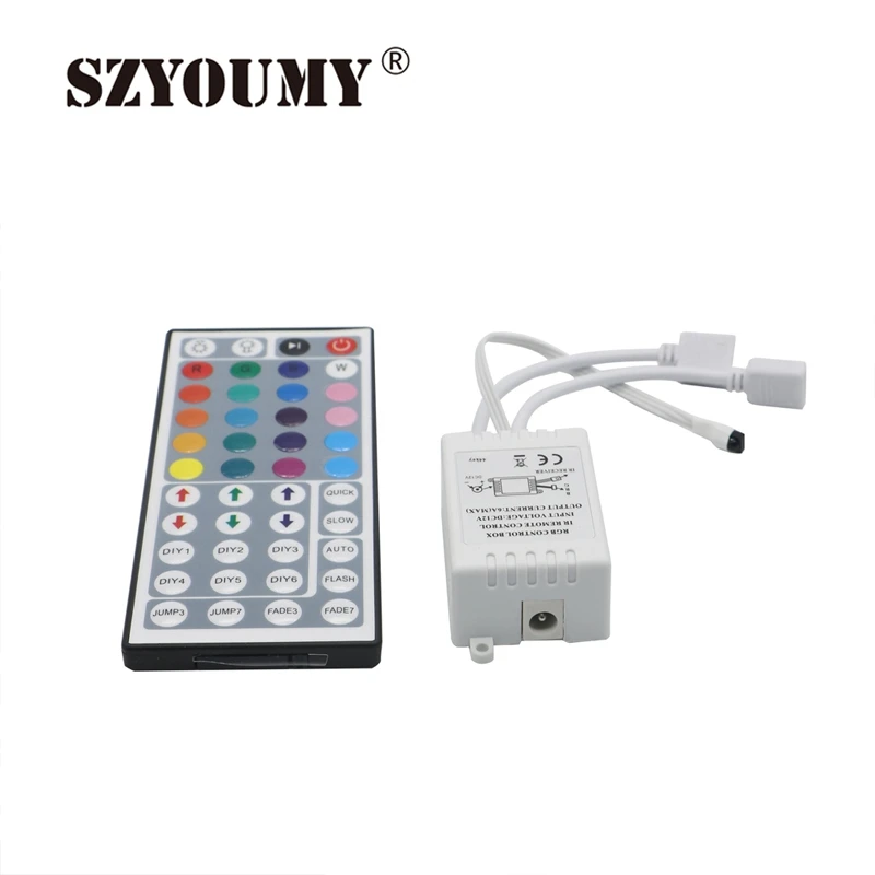 cheap SZYOUMY RGB 6A 44 Key IR Remote Controller RGB 12V 2 port For SMD 5050 3528 LED Strip Bulb Light Mini RGB Controller 50pcs