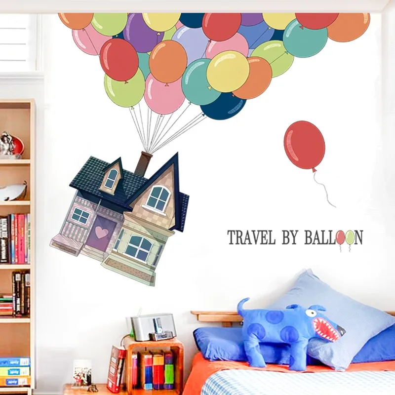 Креативная Наклейка на стену с воздушным шаром для детской комнаты, путешествия на воздушном шаре, обои для детской спальни, Наклейки на стены, клейкая Фреска