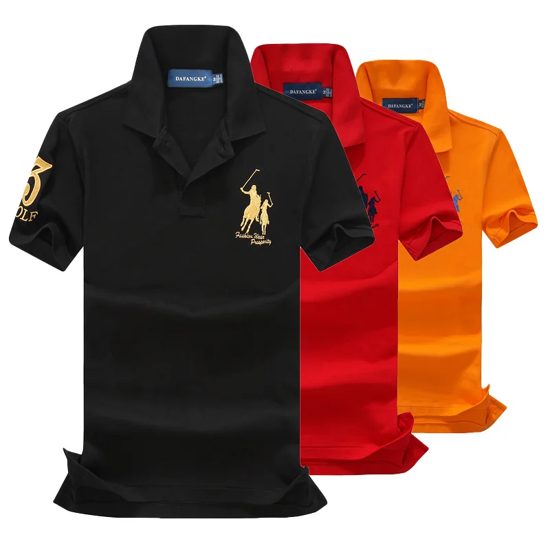 

Hot sale original mesh cotton 2019 Summer Big horse men short sleeve polos mens shirts tops 3 embroidery logo polos shirt