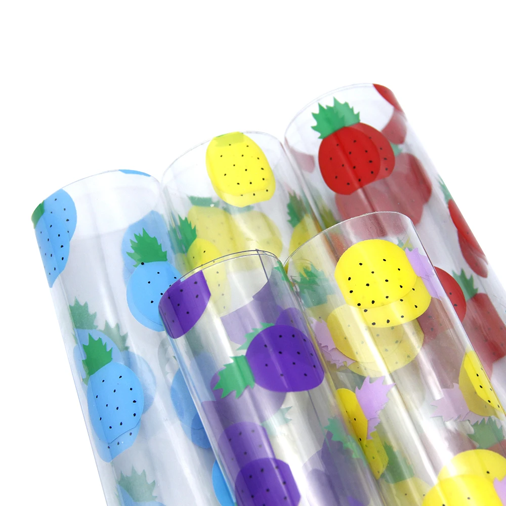 

5Pieces/set 20*34cm Pineapple Transparent Clear PVC Synthetic Leather Fabric DIY Handmade Sewing Accessories,1Yc6837