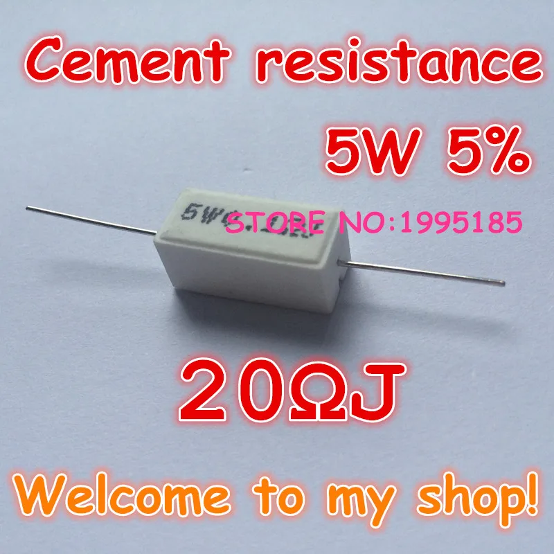10pcs/lot 5w 5 20r J 20 Ohm Ceramic Cement Power Resistor Inductors