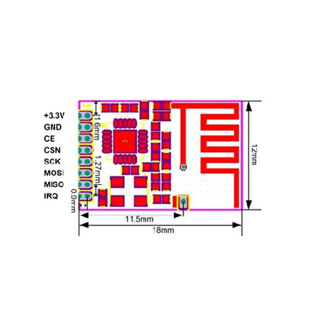 5 шт. мини NRF24L01 + SMD 1 27 мм 2 4G беспроводной модуль приемопередатчика для Arduino