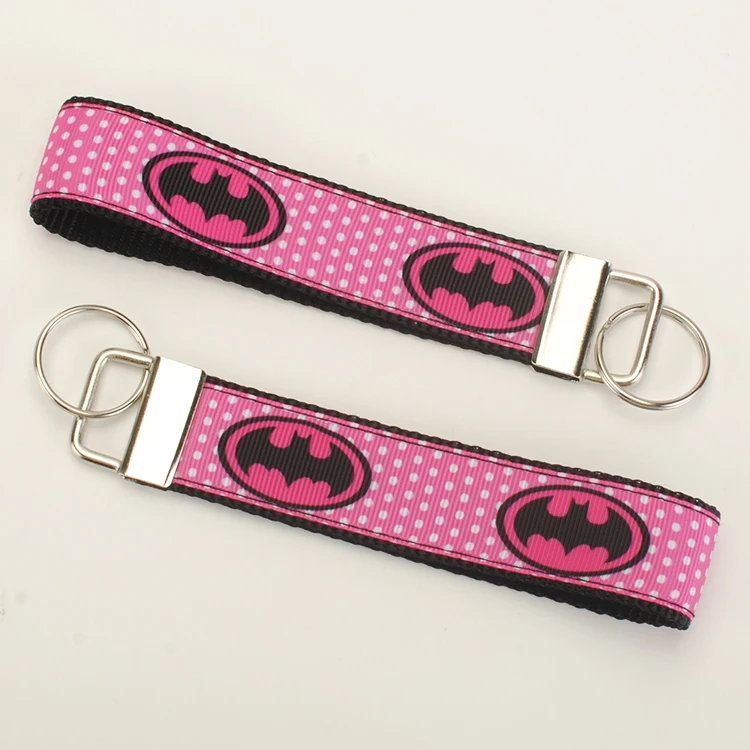 Поводок для собак, ошейник для собак, ремень безопасности, брелок, 1 дюйм ярко-розовая лента с рисунком Бэтмена