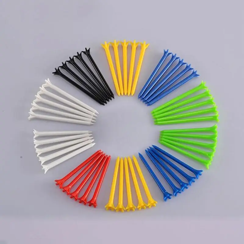 10 PCS Hot Sale Multicolor Plastic Golf Tees Professional Golf Accessories Tee System Length 68mm Plastic Pro Random Color