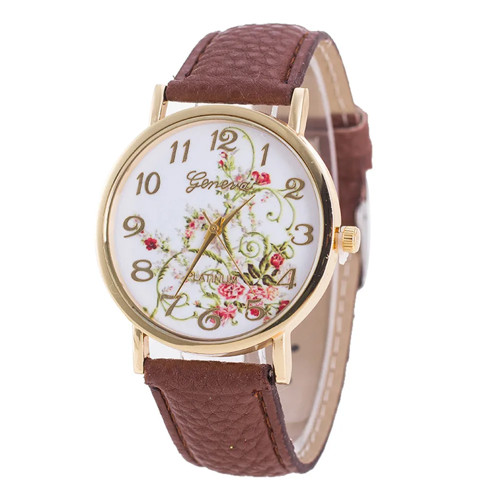 Geneva модные женские часы с цветами спортивные аналоговые кварцевые наручные часы для девушек модные милые женские часы relogio feminino