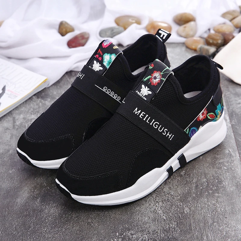 New Brand Women's Sneakers Breathable Running Shoes for Woman Printing Vamp Sports Slip on Walking Shoes Soft Black Footware New Brand Women's Sneakers Breathable Running Shoes for Woman Printing Vamp Sports Slip on Walking Shoes Soft Black Footware