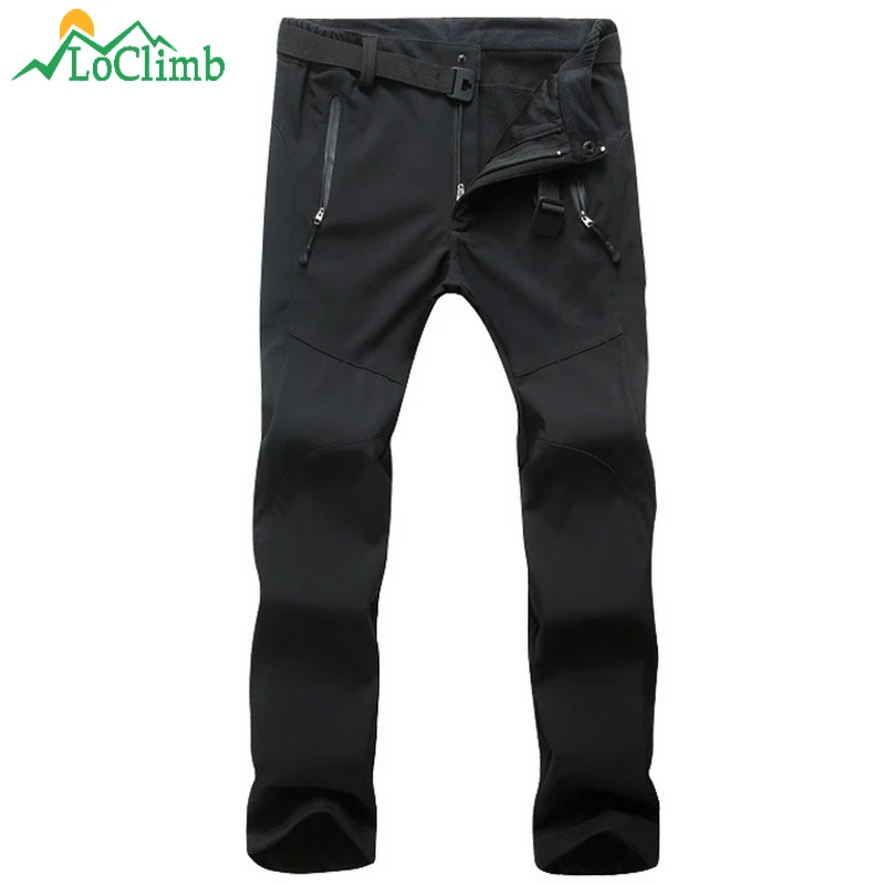 LoClimb hombres de lana de las mujeres Softshell Camping senderismo 2018 pantalones de invierno al aire libre de deportes pantalones de Trekking de esquí impermeable pantalones AM054