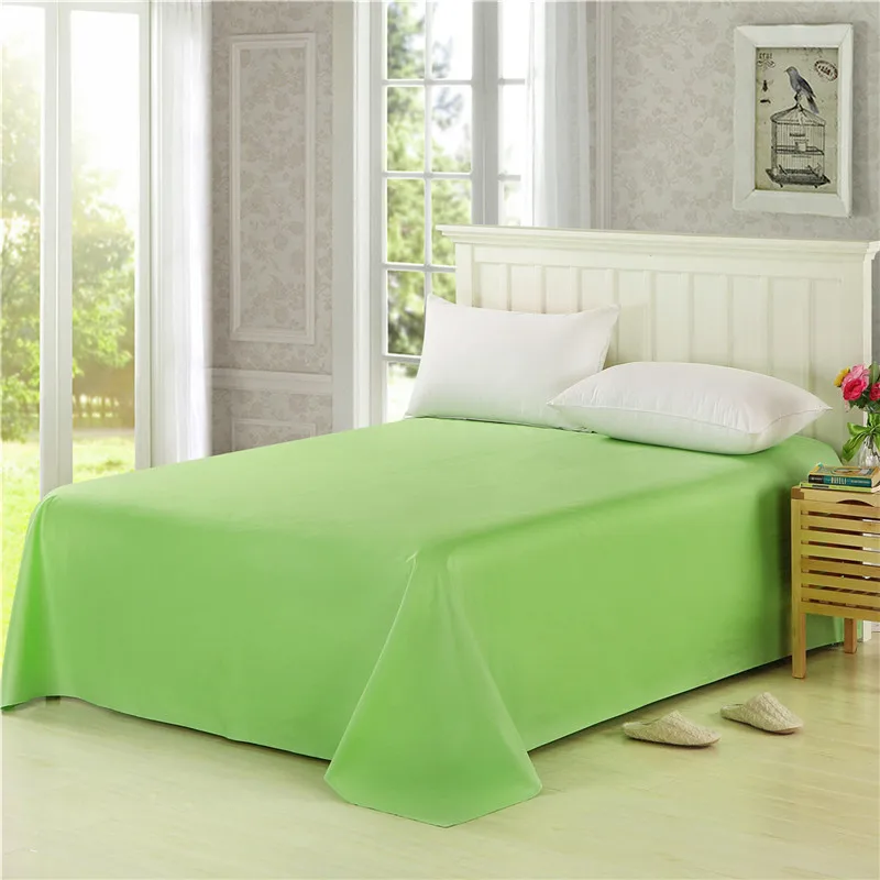 

Stylish Fruit Green Solid Color Bed Sheet One Piece Flat Sheet 100% Cotton Bedding Bedspreads Full Queen King Bedding 245X270CM