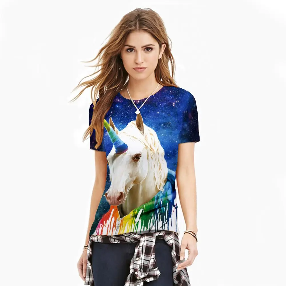 Летние Для женщин футболка 3D принт Кирин конный спорт короткий рукав одежда Фитнес футболки рубашки управлением быстросохнущая Тонкий кофты - Цвет: NA333 W