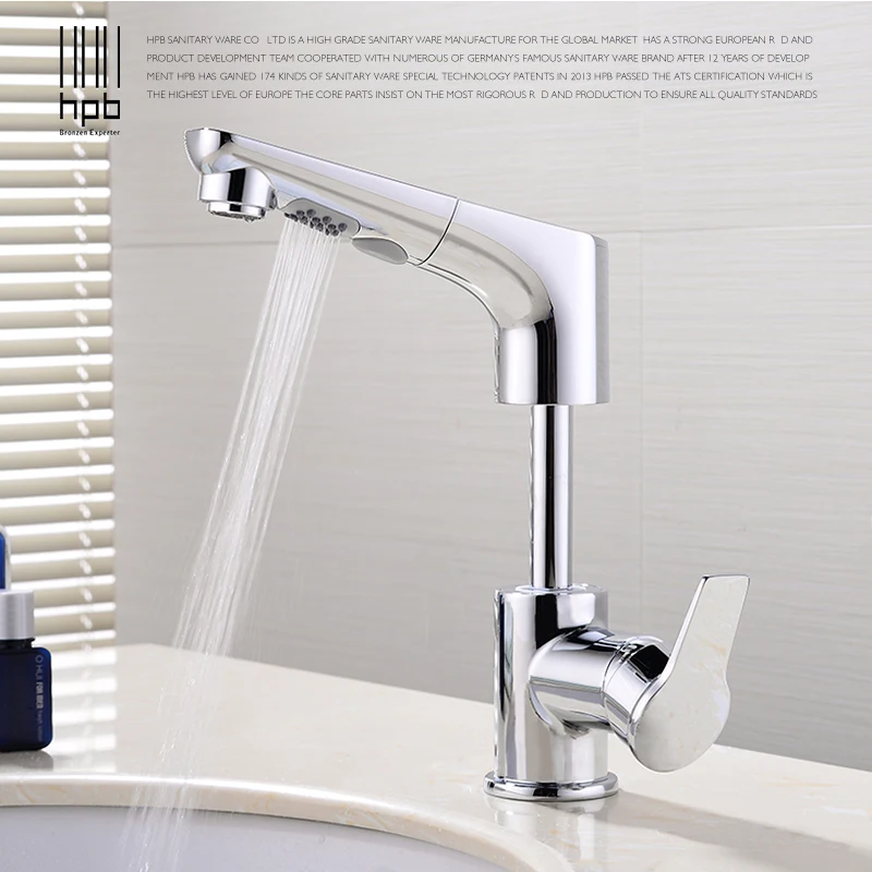 HPB Pull Out Lifting Bathroom Faucet Brass Bathroom Sink Mixer Single Handle Dual Pattern Spout 360 Rotation Design HP3048 HPB Pull Out Lifting Bathroom Faucet Brass Bathroom Sink Mixer Single Handle Dual Pattern Spout 360 Rotation Design HP3048