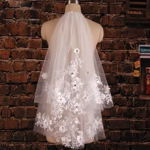 Локоть Белая свадьба слоновой кости Фата 2 Яруса Фата невесты на гребне Аксессуары покрытие лица