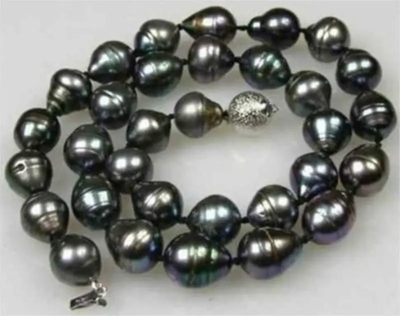 

>>>>>11-12MM TAHITIAN BLACK PEARL NECKLACE 17inch
