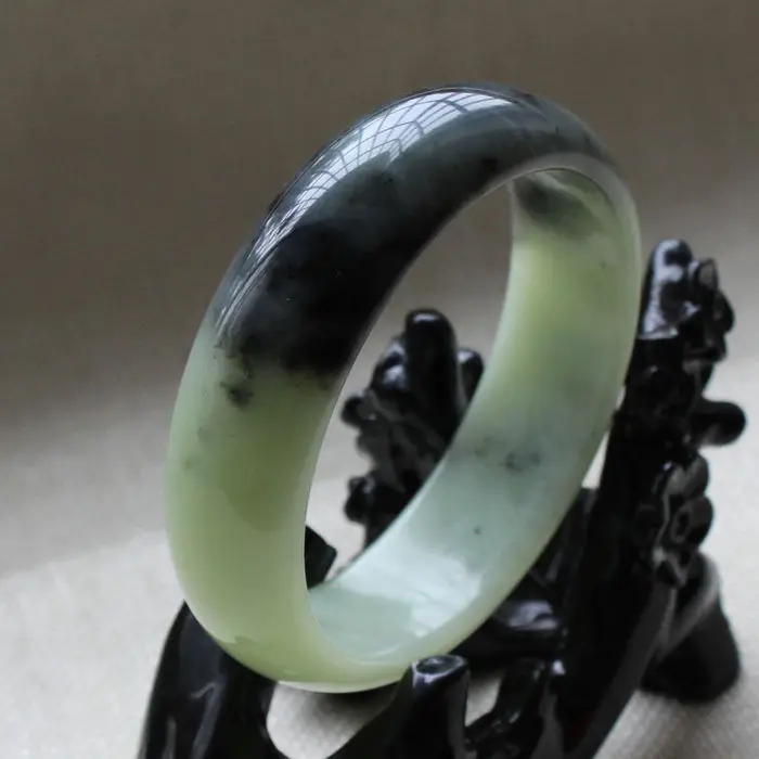 

60mm Chinese Genuine Natural Green Nephrite Jade Gems Bangle Bracelet A-3755