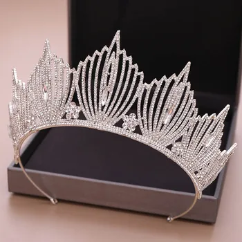 

New Baroque Luxury Handmade Rhinestone Tiara Queen Diadem Headbands Crown for Women Bridal Wedding Hair Accessories Hair Jewelry