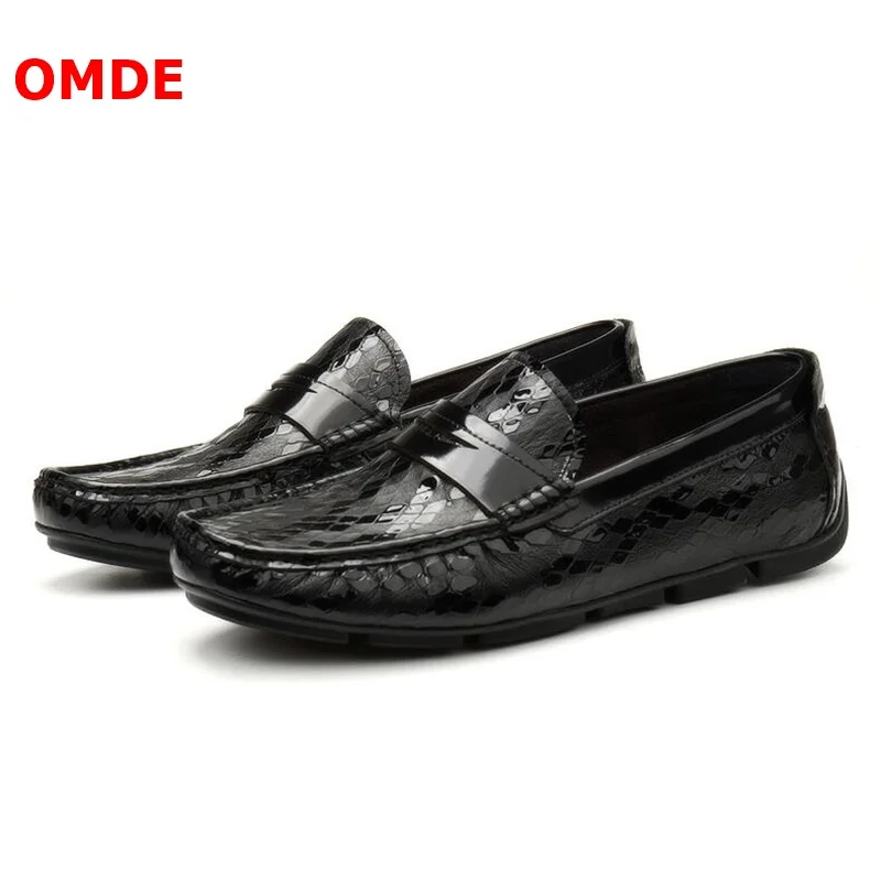 OMDE New Arrival Luxury Patent Leather Penny Loafers Men Casual Shoes Genuine Leather Men Loafers Moccasins Slip On Men's Flats