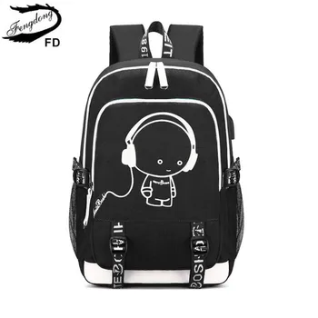 

FengDong cute school backpack for girls waterproof school bags for women schoolbag backpack usb charge laptop computer bag 15.6