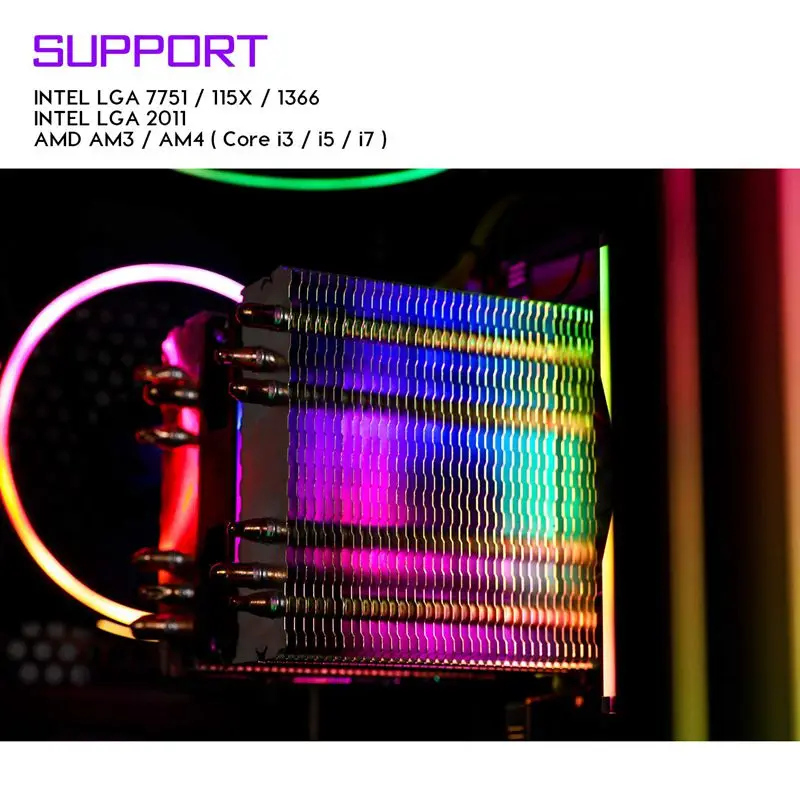 DarkFlash L6 CPU Kühler 6 Heatpipes Kühlkörper mit 90mm Regenbogen LED Fan 3pin Computer CPU Kühlun