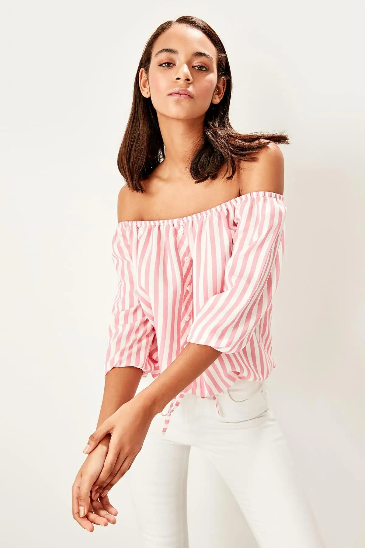 Trendyol розовый шнуровки detayli Bluz TWOSS19ST0225 |