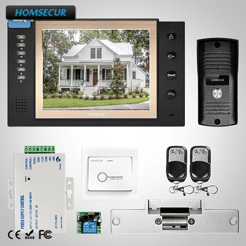 

HOMSECUR 8" Video Door Entry Security Intercom Electric Strike Lock Set Included TC031 + TM801R-B