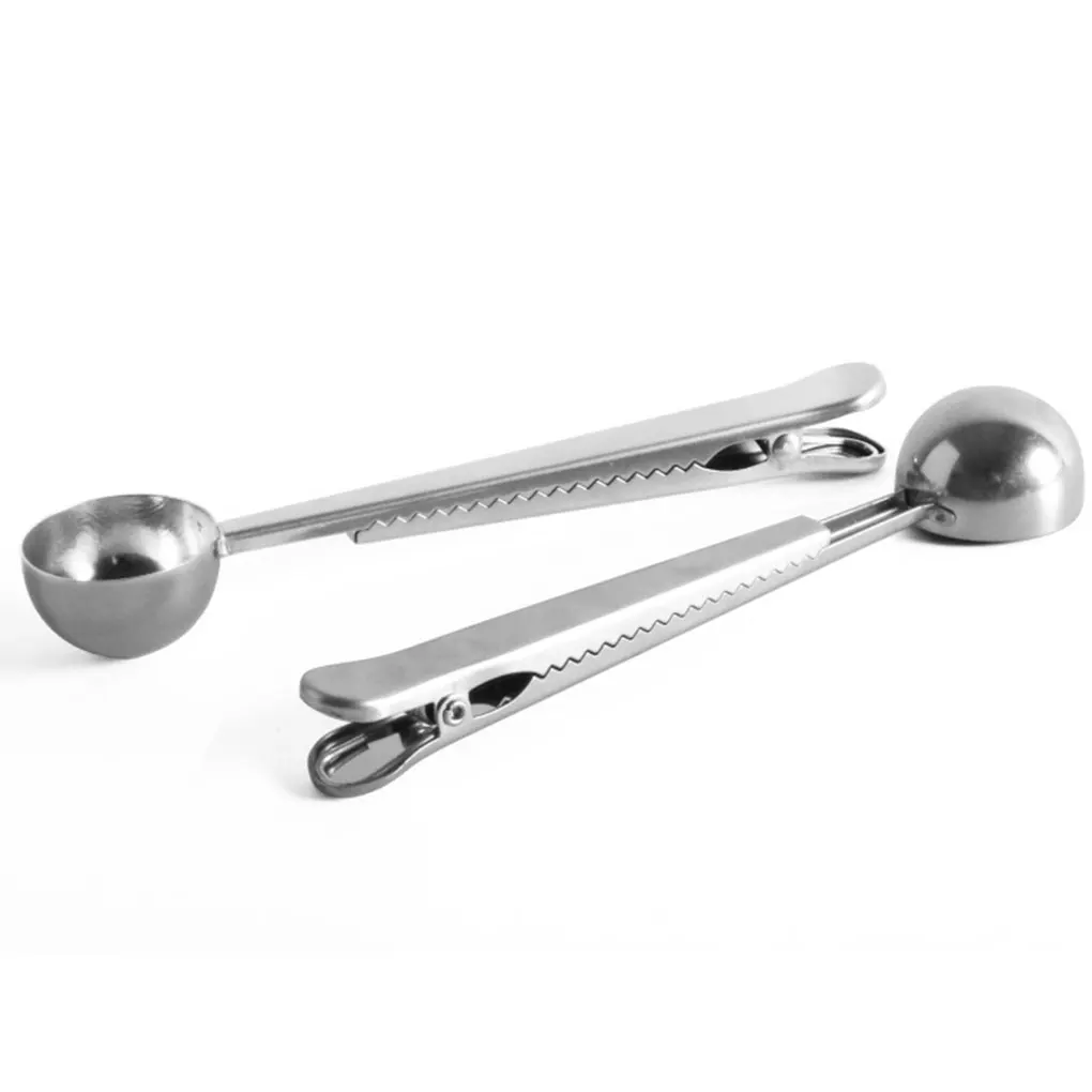 

Multifunctional Stainless Steel Coffee Measuring Scoop Bag Clip Sealing Tea Measuring Spoon Kitchen Tool Two-in-one scoop coffee