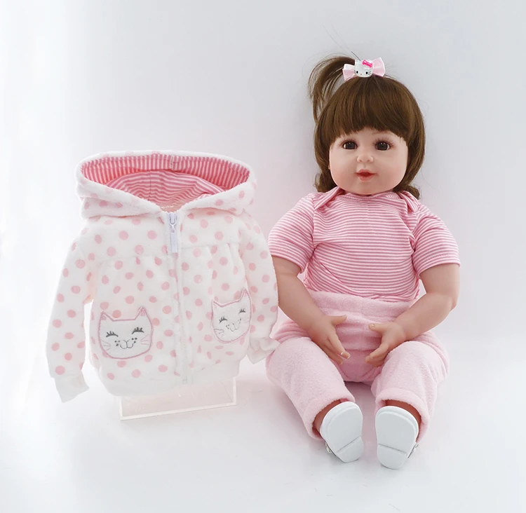 

Pursue 20"/51 cm Smile Reborn Baby Girls With Curly Brown Hair Matching Clothes Like Real Girls Cotton Body Soft Fell Accompany