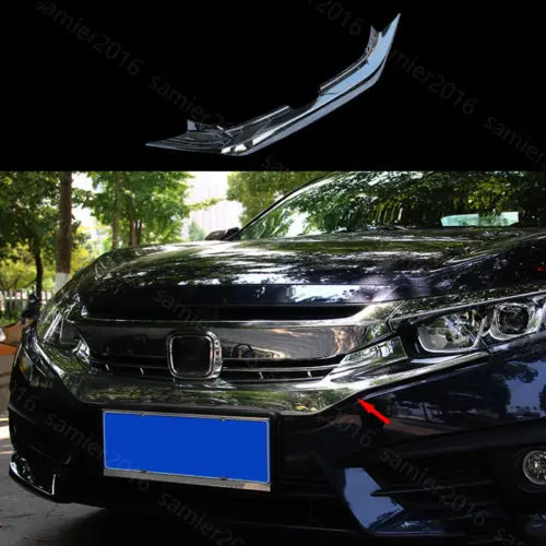 

Fit For Honda Civic 2016 2017 Chrome Front Bumper Grille Grill Decorator Cover Trim