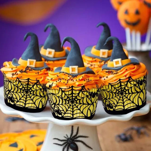 ourwarm 48pcs halloween party cupcake wrappers wraps case spiderweb witch castle theme halloween decorations party supplies - Halloween Decorations Cupcakes ourwarm 48pcs halloween party cupcake wrappers wraps case spiderweb witch castle theme halloween decorations party supplies - Halloween Decorations Cupcakes
