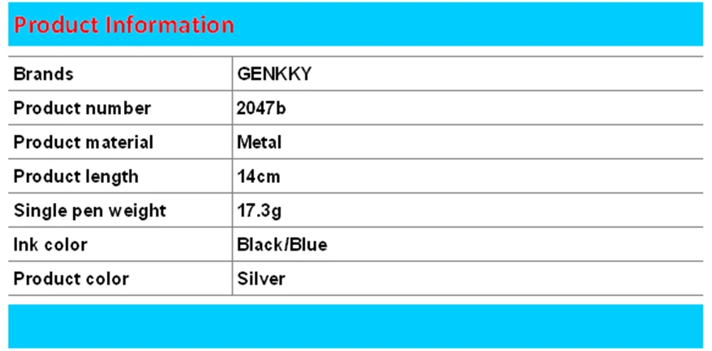 GENKKY 1 шт./лот металлическая ручка Новое поступление Коммерческая металлическая Подарочная шариковая ручка стержень solventborne автоматическая шариковая ручка