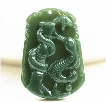 

Selling Jewelry>>>Hand carved natural green jadeite snake jades gift charm pendant necklace