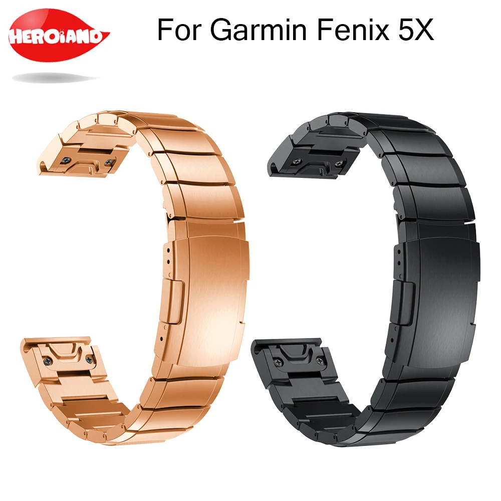 Baratos Pulsera de acero inoxidable de repuesto rápido correa de ajuste para Garmin Fenix 5X GPS Garmin Fenix 3 3 HR correas de reloj