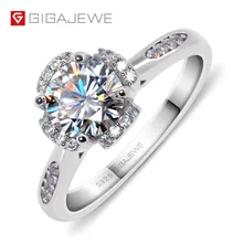 GIGAJEWE Moissanite кольцо 1.2ct VVS1 круглой огранки F цвет Лаборатория алмаз 925 серебряные ювелирные изделия символ любви женщина подружка Ухаживание подарок