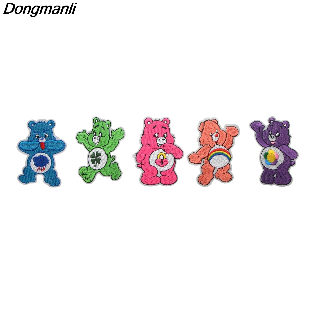

DMLSKY Care Bear cartoon Applique Patches DIY Embroidered badges Iron On Patch Cute badges for Clothes Backpack hats M2930